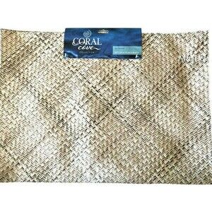 Coral Cove Basket Weave Indoor Outdoor Placemats Set of 4 Reversible 13x18"